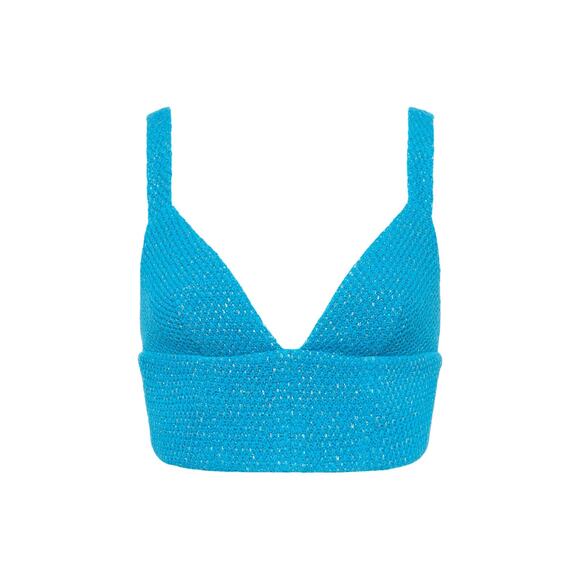 L'Agence Castalia Knit Lurex Bra Top in Teal S - Picture 6 of 6